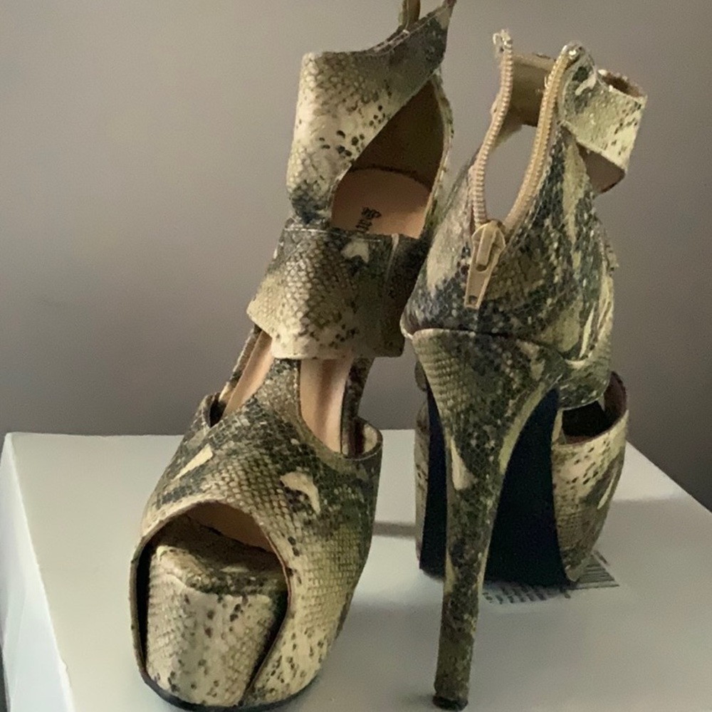 Snake Skin Platform Heels